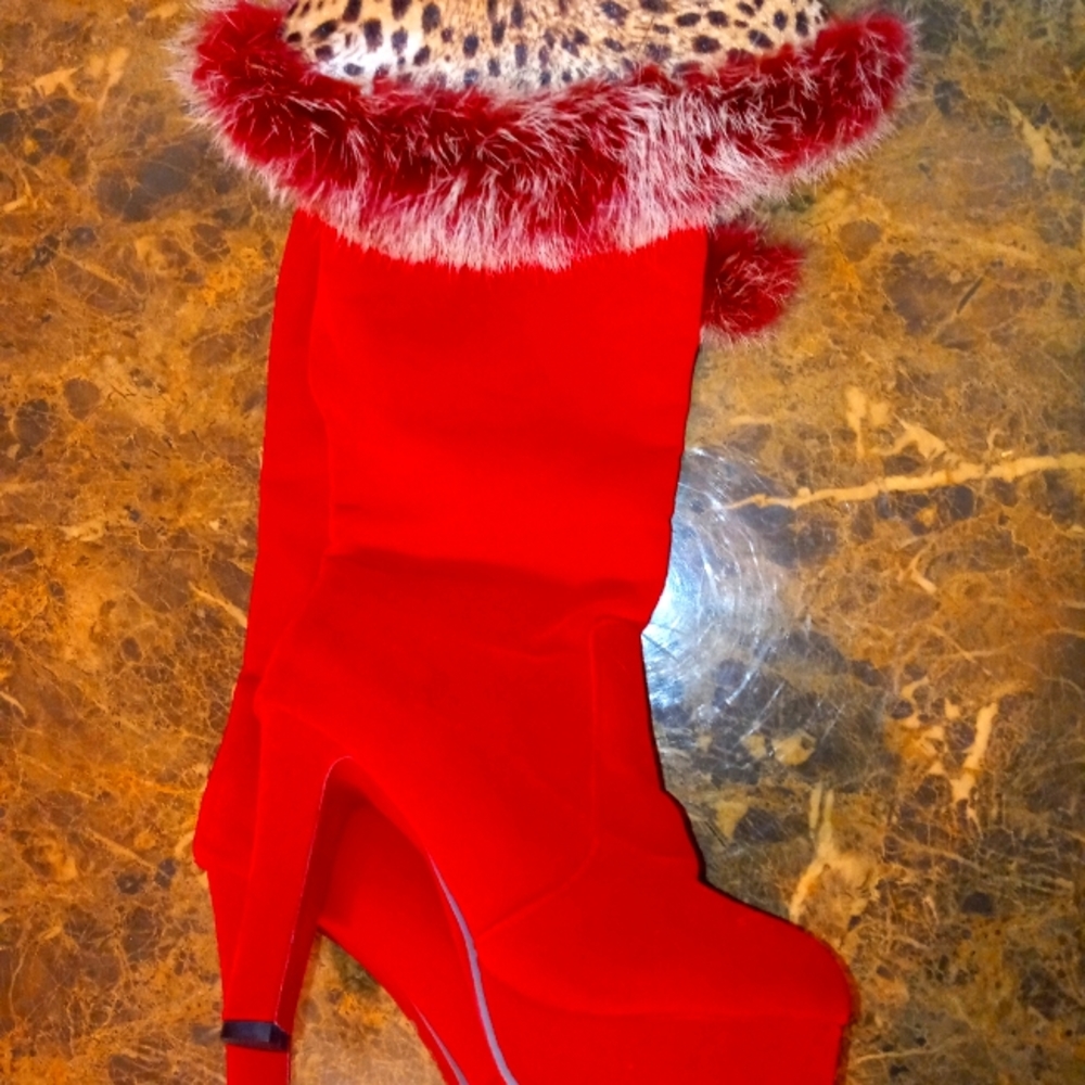 Red high heel boots